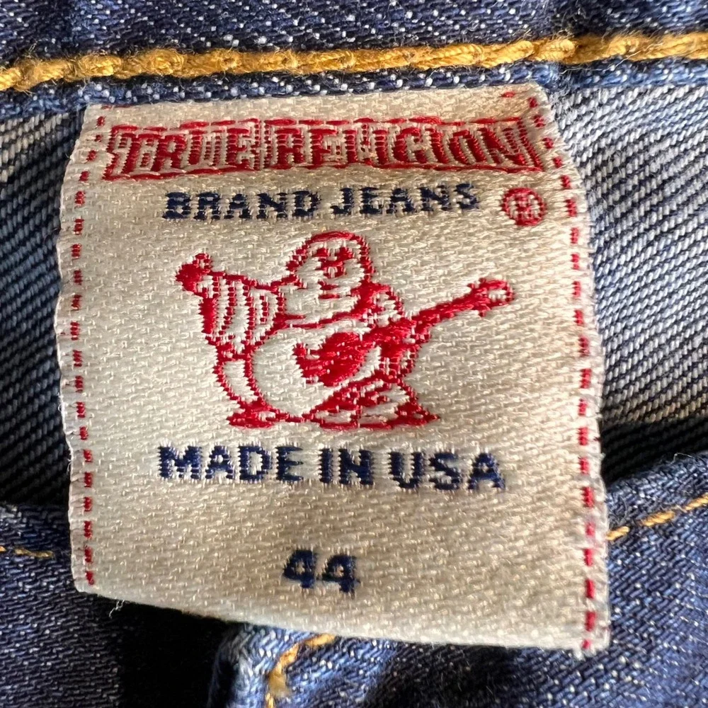 True Religion Ricky Jeans Mens 44x33.5 Blue Dark Straight Made in USA